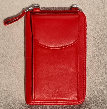 Handytasche mit Geldbörse aus Echtleder rot